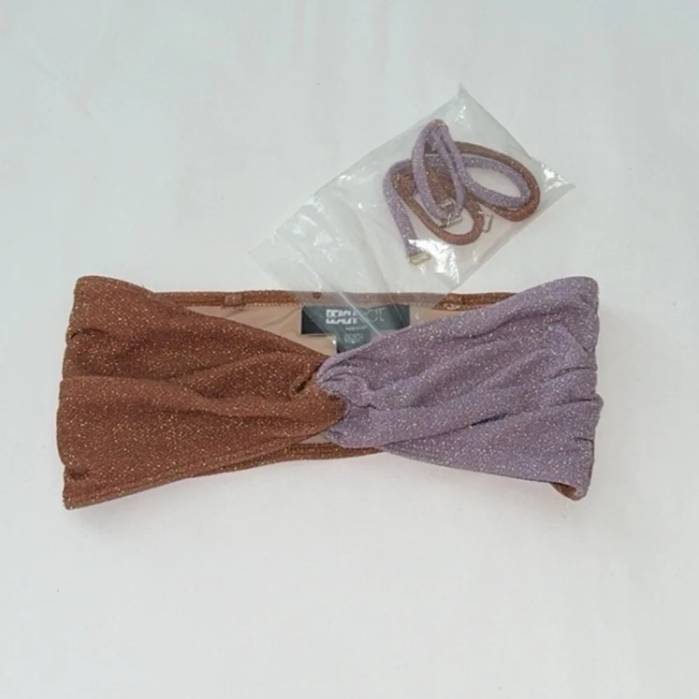 NWT Beach Riot Juno Bandeau Metallic Color Block Bikini Top‎ Size Medium